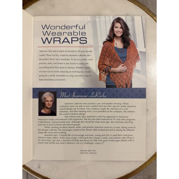 Leisure Arts 5258 Wonderful Wearable Wraps Crochet Pattern Booklet LaRoche - Picture 3 of 10
